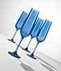 Color:Blue - Image 2 - Sheer Blue Fluted Champagne Glasses, Set of 4