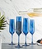 Color:Blue - Image 3 - Sheer Blue Fluted Champagne Glasses, Set of 4