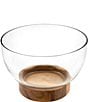 Color:Clear - Image 1 - Wood and Glass Serving Bowl, 9.45#double;