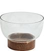Color:Clear - Image 3 - Wood and Glass Serving Bowl, 9.45#double;