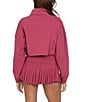 GOLD HINGE Collared Fleece Lined Long Sleeve Side Cinched Crop Jacket, Color:Raspberry - Image 2