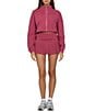 GOLD HINGE Collared Fleece Lined Long Sleeve Side Cinched Crop Jacket, Color:Raspberry - Image 4