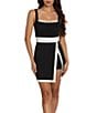 GOLD HINGE Square Neck Sleeveless Black White Lined Active Dress, Color:Black/White - Image 1