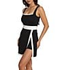 GOLD HINGE Square Neck Sleeveless Black White Lined Active Dress, Color:Black/White - Image 3