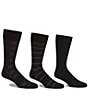 Color:Black - Image 1 - Gold Label Roundtree & Yorke Assorted Argyle-Solid-Stripe Crew Socks 3-Pack