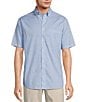 Roundtree & Yorke Gold Label Roundtree & Yorke Big & Tall Non-Iron Short Sleeve Patterned Oxford Sport Shirt, Color:Light Blue - Image 1