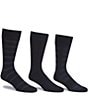 Color:Navy - Image 1 - Gold Label Roundtree & Yorke Big & Tall Assorted Argyle-Solid- Stripe Crew Socks 3-Pack