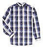 Color:Deep Blue - Image 2 - Gold Label Roundtree & Yorke Big & Tall Long Sleeve Large Plaid Sportshirt