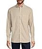 Color:Khaki - Image 1 - Gold Label Roundtree & Yorke Big & Tall Non-Iron Long Sleeve Solid Linen Blend Sport Shirt