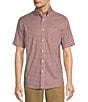Color:Red - Image 1 - Gold Label Roundtree & Yorke Big & Tall Slim Fit Non-Iron Short Sleeve Small Plaid Sport Shirt