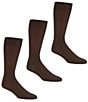 Color:Dark Brown - Image 1 - Gold Label Roundtree & Yorke Big & Tall Solid Crew Dress Socks 3-Pack