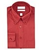 Color:Burgundy - Image 1 - Gold Label Roundtree & Yorke Fitted Non-Iron Button Down Collar Solid Dress Shirt
