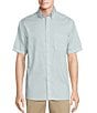 Color:Aqua - Image 1 - Gold Label Roundtree & Yorke Full Fit Non-Iron Button Down Collar Short Sleeve Oxford Sport Shirt
