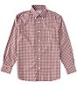 Color:Wine - Image 1 - Gold Label Roundtree & Yorke Long-Sleeve Checked Sport Shirt
