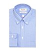 Color:Blue/Blue/White - Image 1 - Gold Label Roundtree & Yorke Fitted Non-Iron Button Down Collar Grid-Check Dress Shirt