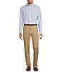 Color:Blue - Image 3 - Gold Label Roundtree & Yorke Non-Iron Long Sleeve Small Stripe Linen Sport Shirt