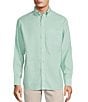 Color:Aqua Green - Image 1 - Gold Label Roundtree & Yorke Non-Iron Long Sleeve Solid Linen Sport Shirt
