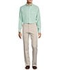 Color:Aqua Green - Image 3 - Gold Label Roundtree & Yorke Non-Iron Long Sleeve Solid Linen Sport Shirt