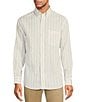 Color:Khaki - Image 1 - Gold Label Roundtree & Yorke Non-Iron Long Sleeve Stripe Linen Sport Shirt