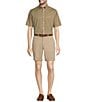 Color:Tan - Image 3 - Gold Label Roundtree & Yorke Non-Iron Short Sleeve Medium Plaid Slub Sport Shirt