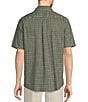 Color:Army Green - Image 2 - Gold Label Roundtree & Yorke Non-Iron Short Sleeve Small Plaid Slub Sport Shirt