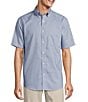 Roundtree & Yorke Gold Label Roundtree & Yorke Non-Iron Short Sleeve Solid Dobby Sport Shirt, Color:Blue - Image 1