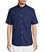 Roundtree & Yorke Gold Label Roundtree & Yorke Non-Iron Short Sleeve Solid Dobby Sport Shirt, Color:Deep Blue - Image 1