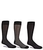 Roundtree & Yorke Gold Label Roundtree & Yorke Printed Crew Dress Socks 3-Pack, Color:Black - Image 1