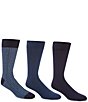 Roundtree & Yorke Gold Label Roundtree & Yorke Printed Crew Dress Socks 3-Pack, Color:Navy - Image 1