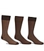 Color:Brown - Image 1 - Gold Label Roundtree & Yorke Printed Crew Dress Socks 3-Pack