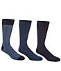 Color:Navy - Image 1 - Gold Label Roundtree & Yorke Printed Crew Dress Socks 3-Pack