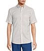 Color:White - Image 1 - Gold Label Roundtree & Yorke Slim Fit Non-Iron Short Sleeve Geometric Print Sport Shirt
