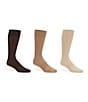 Color:Assorted Brown - Image 1 - Gold Label Roundtree & Yorke Solid Ribbed Crew Socks 3-Pack