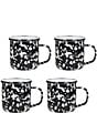 Color:Black - Image 1 - Enamelware Black Swirl Adult Mugs, Set of 4