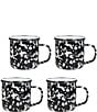 Golden Rabbit Enamelware Swirl Mugs, Set of 4, Color:Black - Image 1