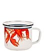 Color:Orange - Image 2 - Enamelware Lobster Grande Mugs, Set of 4