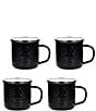 Color:Black - Image 1 - Enamelware Solid Texture Black Adult Mugs, Set of 4