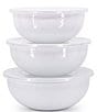Color:White - Image 1 - Enamelware Solid Texture Lidded Mixing Bowls