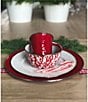 Color:Red - Image 3 - Enamelware Solid Texture Red Charger Plates, Set of 2