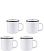 Color:White - Image 1 - Enamelware Solid Texture White Adult Mugs, Set of 4