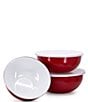 Color:Red - Image 2 - Enamelware Solid Texture Red Mixing Bowls, Set of 3