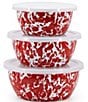Color:Red - Image 1 - Enamelware Red Swirl Nesting Bowls, Set of 3