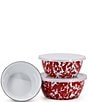 Color:Red - Image 2 - Enamelware Red Swirl Nesting Bowls, Set of 3