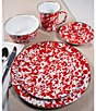 Color:Red - Image 3 - Enamelware Red Swirl Salad Bowls, Set of 4