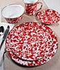 Color:Red - Image 3 - Enamelware Red Swirl Sandwich Plates, Set of 4