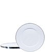Color:White - Image 1 - Enamelware Solid Textured White Dinner Plates, Set of 4
