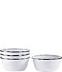 Color:White - Image 1 - Enamelware Solid Texture White Salad Bowls, Set of 4