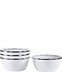 Golden Rabbit Enamelware Solid Texture White Salad Bowls, Set of 4, Color:White - Image 1