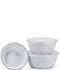 Color:White - Image 2 - Enamelware Solid Texture White Nesting Bowls, Set of 3