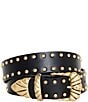 Good American 1.5#double; Wide Studded Western Belt, Color:Black/Gold - Image 1